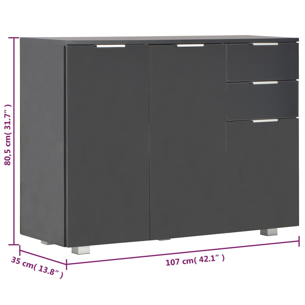 Sideboard Hochglanz-Schwarz 107x35x80,5 cm - Pazzar.ch