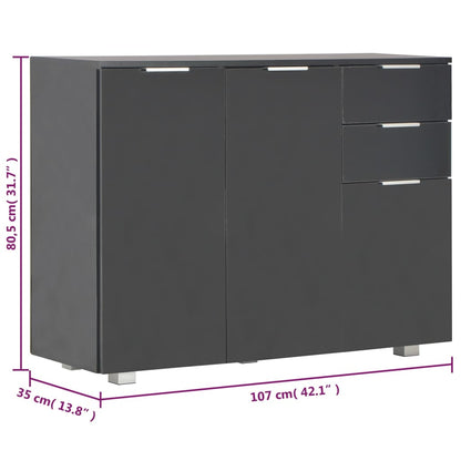 Sideboard Hochglanz-Schwarz 107x35x80,5 cm - Pazzar.ch