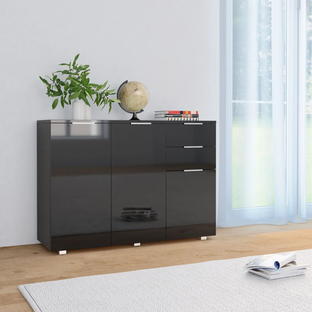 Sideboard Hochglanz-Schwarz 107x35x80,5 cm - Pazzar.ch
