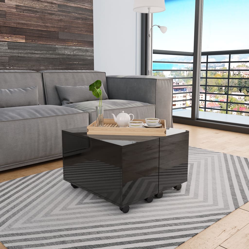 Couchtisch Hochglanz-Schwarz 60x60x35 cm Holzwerkstoff - Pazzar.ch