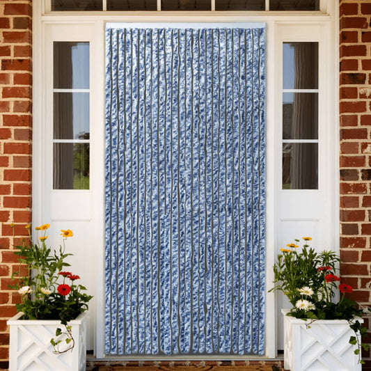 Insektenschutz-Vorhang Blau, Weiß und Silbern 90x220cm Chenille - Pazzar.ch