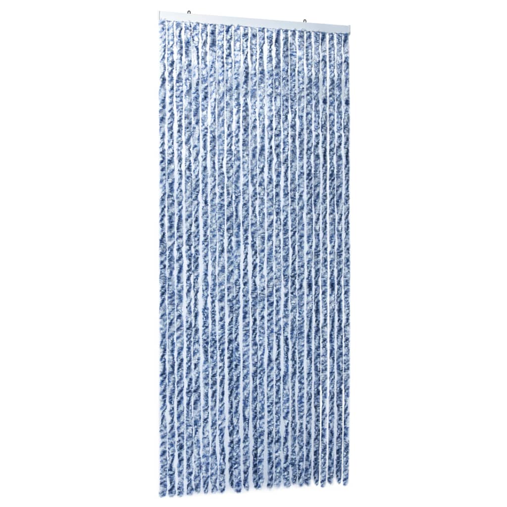 Insektenschutz-Vorhang Blau Weiß Silbern 100x220cm Chenille - Pazzar.ch