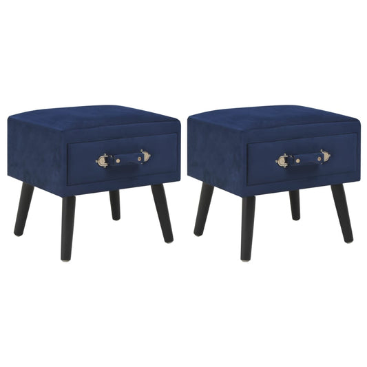 Nachttische 2 Stk. Blau 40 x 35 x 40 cm Samt - Pazzar.ch