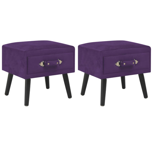 Nachttische 2 Stk. Dunkelviolett 40 x 35 x 40 cm Samt - Pazzar.ch