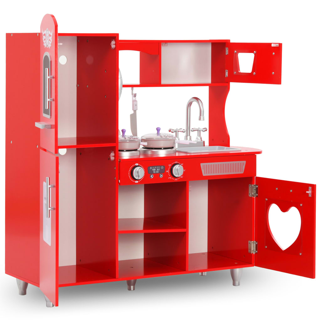 Spielküche Kinder MDF 84x31x89 cm Rot - Pazzar.ch