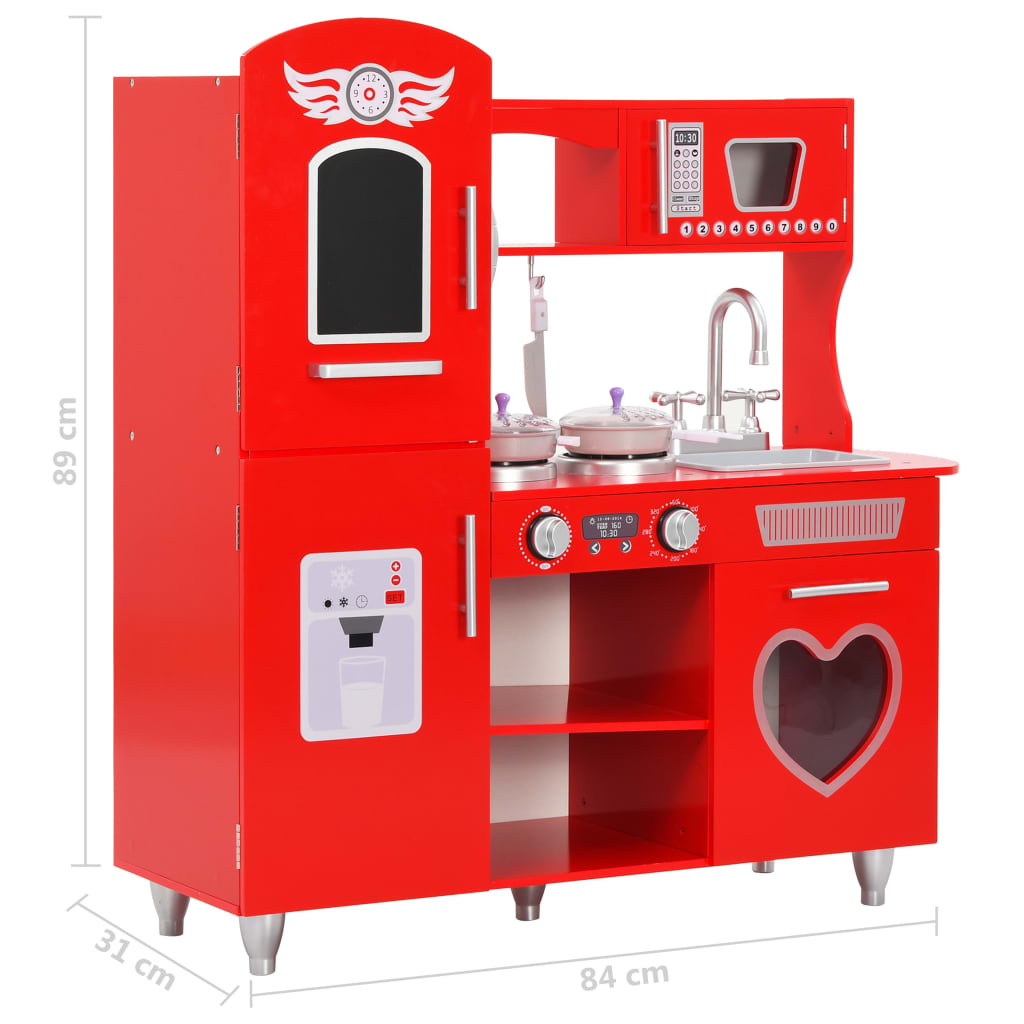 Spielküche Kinder MDF 84x31x89 cm Rot - Pazzar.ch