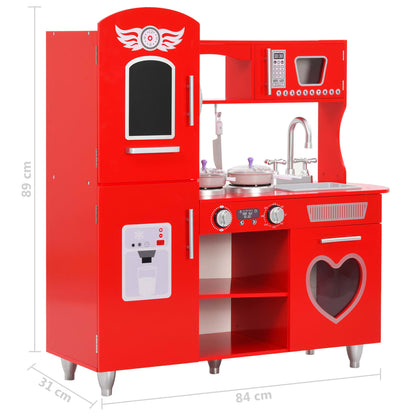 Spielküche Kinder MDF 84x31x89 cm Rot - Pazzar.ch