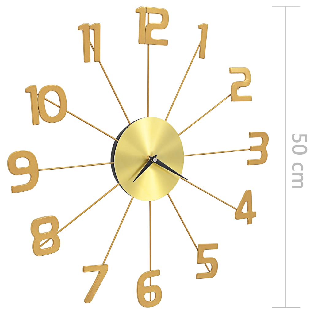 Wanduhr Metall 50 cm Golden - Pazzar.ch
