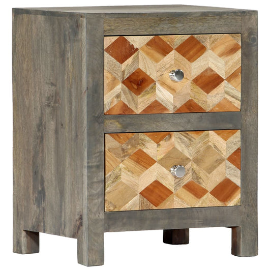 Nachttisch Grau 40x30x50 cm Massivholz Mango - Pazzar.ch