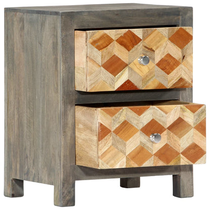 Nachttisch Grau 40x30x50 cm Massivholz Mango - Pazzar.ch