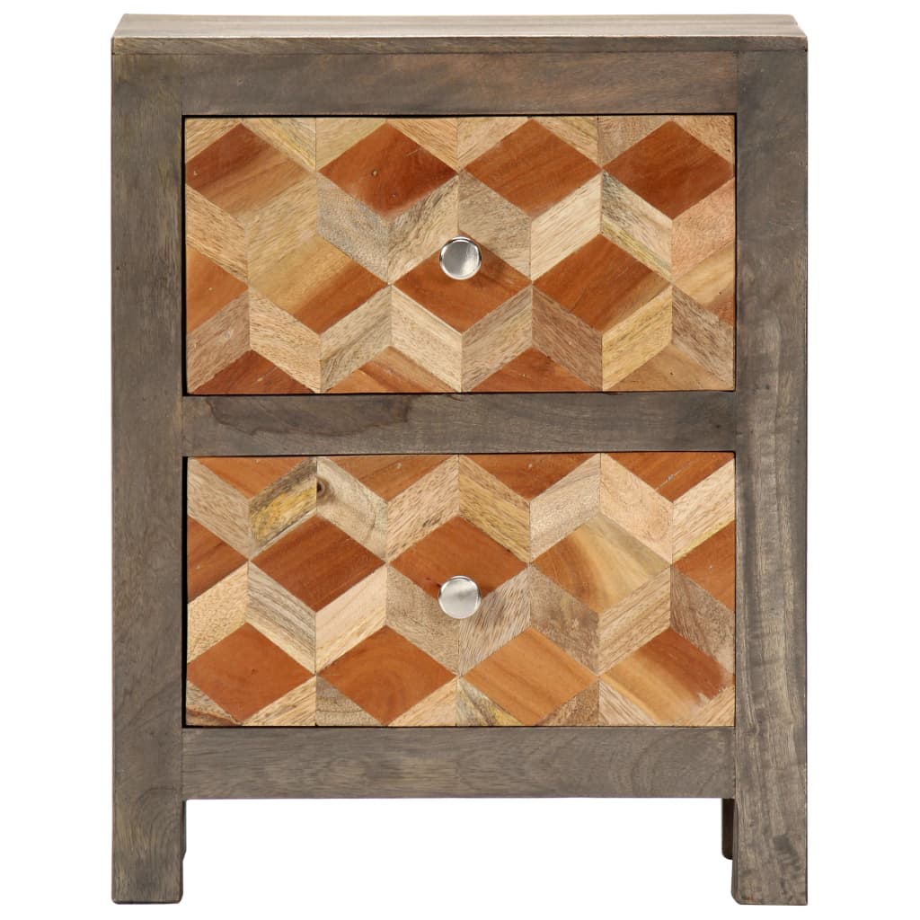 Nachttisch Grau 40x30x50 cm Massivholz Mango - Pazzar.ch
