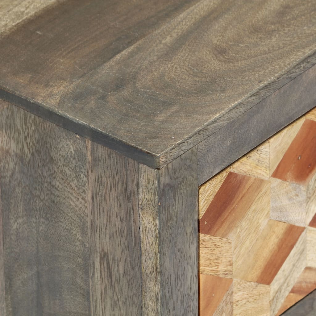 Nachttisch Grau 40x30x50 cm Massivholz Mango - Pazzar.ch