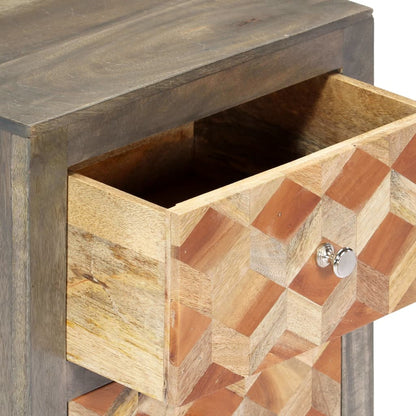 Nachttisch Grau 40x30x50 cm Massivholz Mango - Pazzar.ch