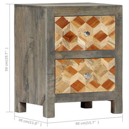 Nachttisch Grau 40x30x50 cm Massivholz Mango - Pazzar.ch