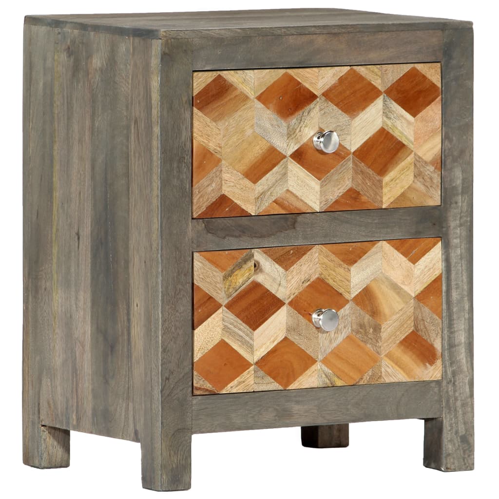Nachttisch Grau 40x30x50 cm Massivholz Mango - Pazzar.ch