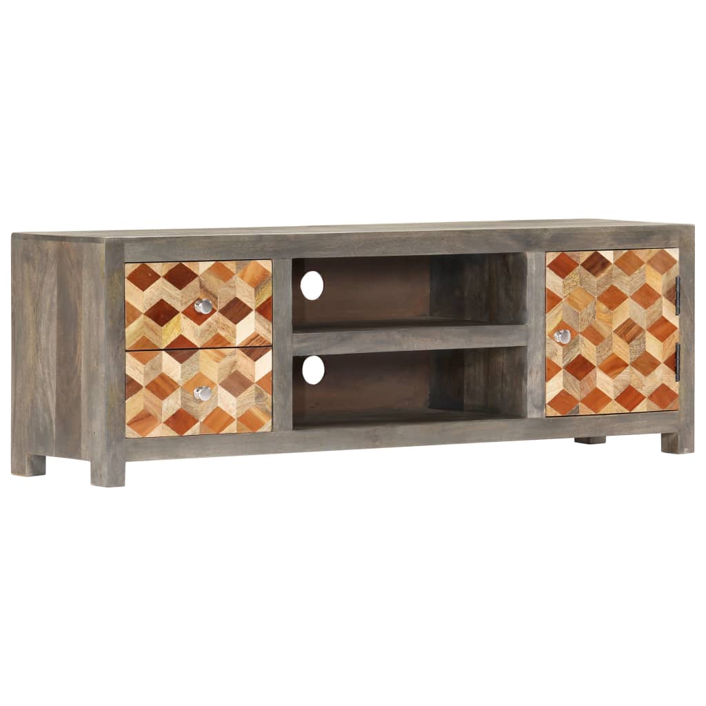 TV-Schrank Grau 120x30x40 cm Massivholz Mango - Pazzar.ch