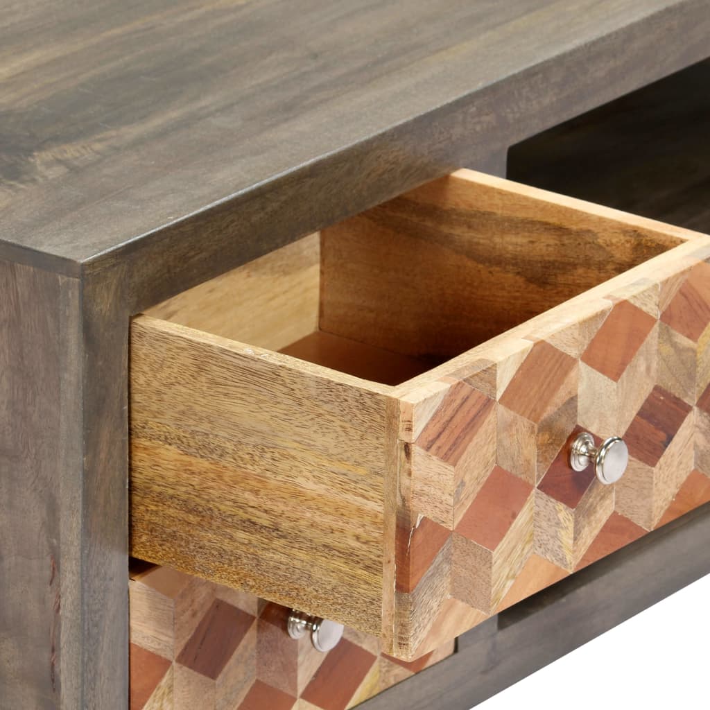 TV-Schrank Grau 120x30x40 cm Massivholz Mango - Pazzar.ch
