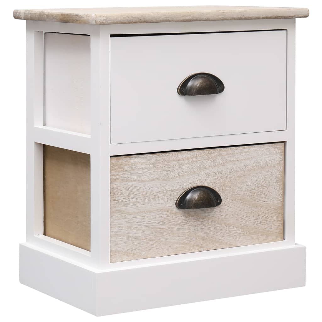 Nachttische 2 Stk. Weiß und Natur 38×28×45 cm Paulownia-Holz - Pazzar.ch