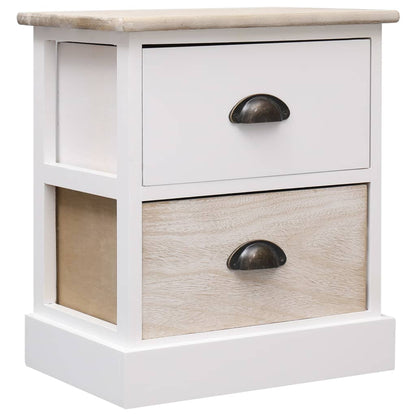 Nachttische 2 Stk. Weiß und Natur 38×28×45 cm Paulownia-Holz - Pazzar.ch