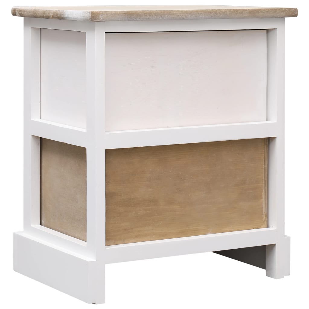 Nachttische 2 Stk. Weiß und Natur 38×28×45 cm Paulownia-Holz - Pazzar.ch