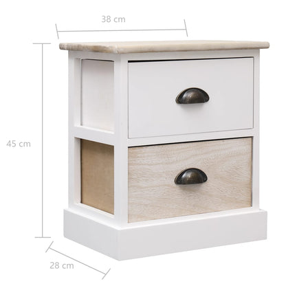 Nachttische 2 Stk. Weiß und Natur 38×28×45 cm Paulownia-Holz - Pazzar.ch