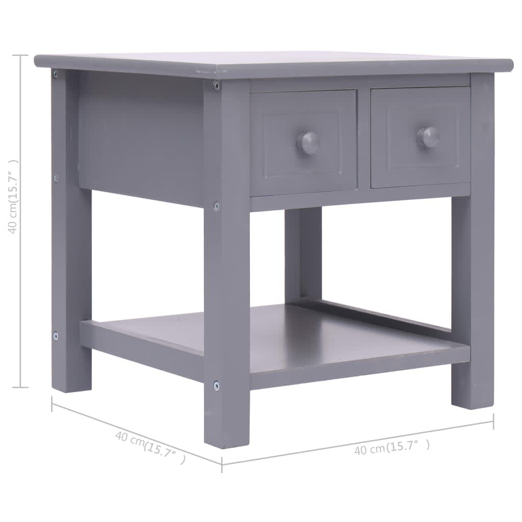 Beistelltisch Grau 40×40×40 cm Paulownia Holz - Pazzar.ch
