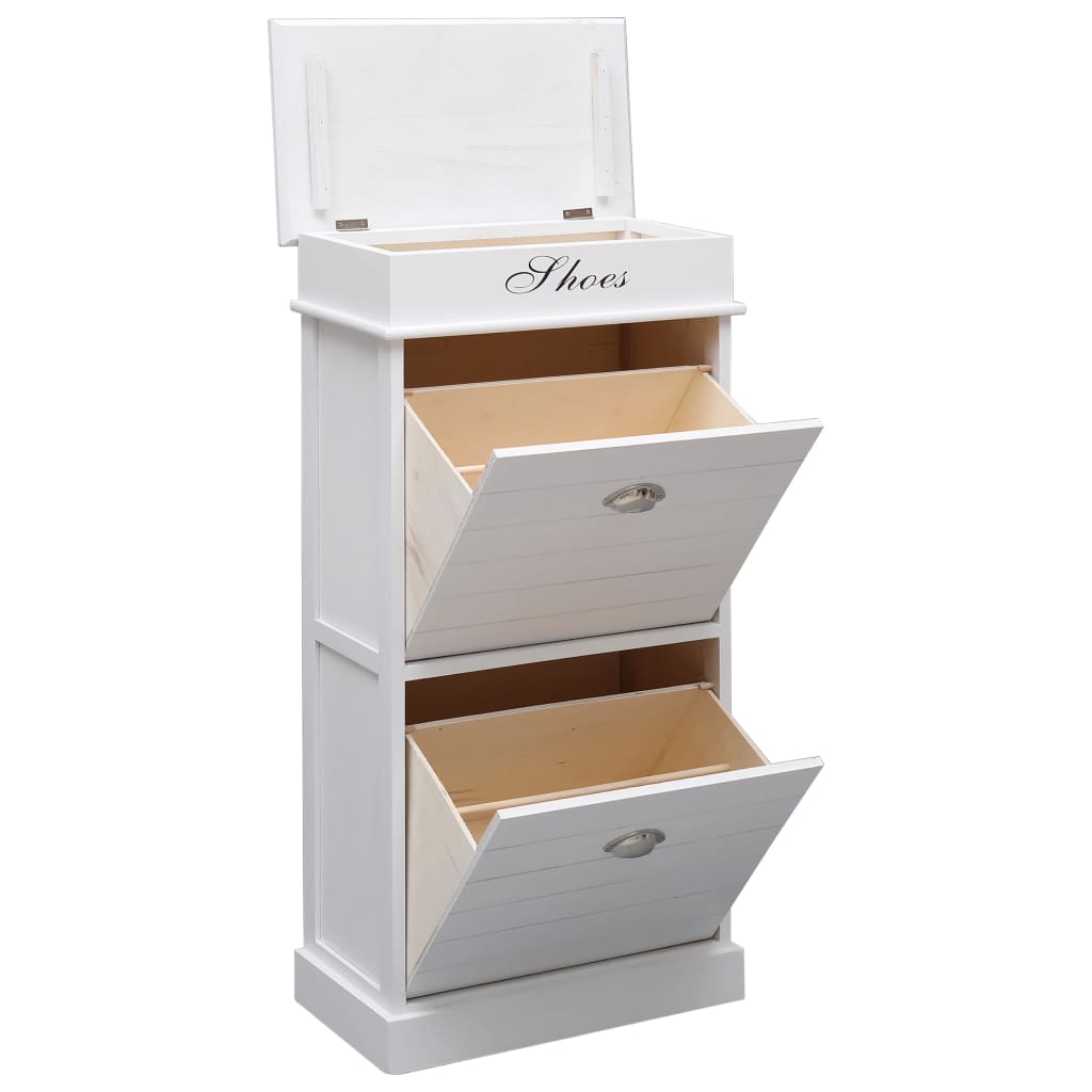 Schuhschrank Weiß 50 x 28 x 98 cm Paulownia Holz - Pazzar.ch