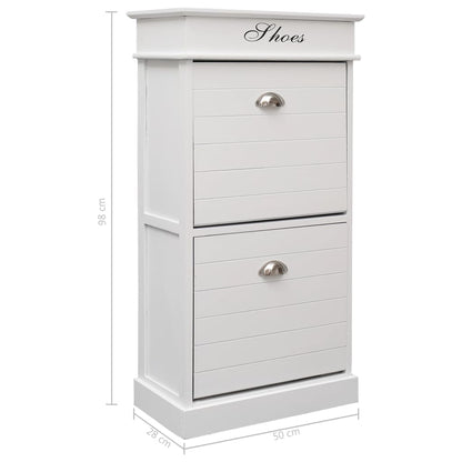 Schuhschrank Weiß 50 x 28 x 98 cm Paulownia Holz - Pazzar.ch