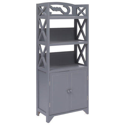 Badezimmerschrank Grau 46x24x116 cm Paulownia-Holz - Pazzar.ch