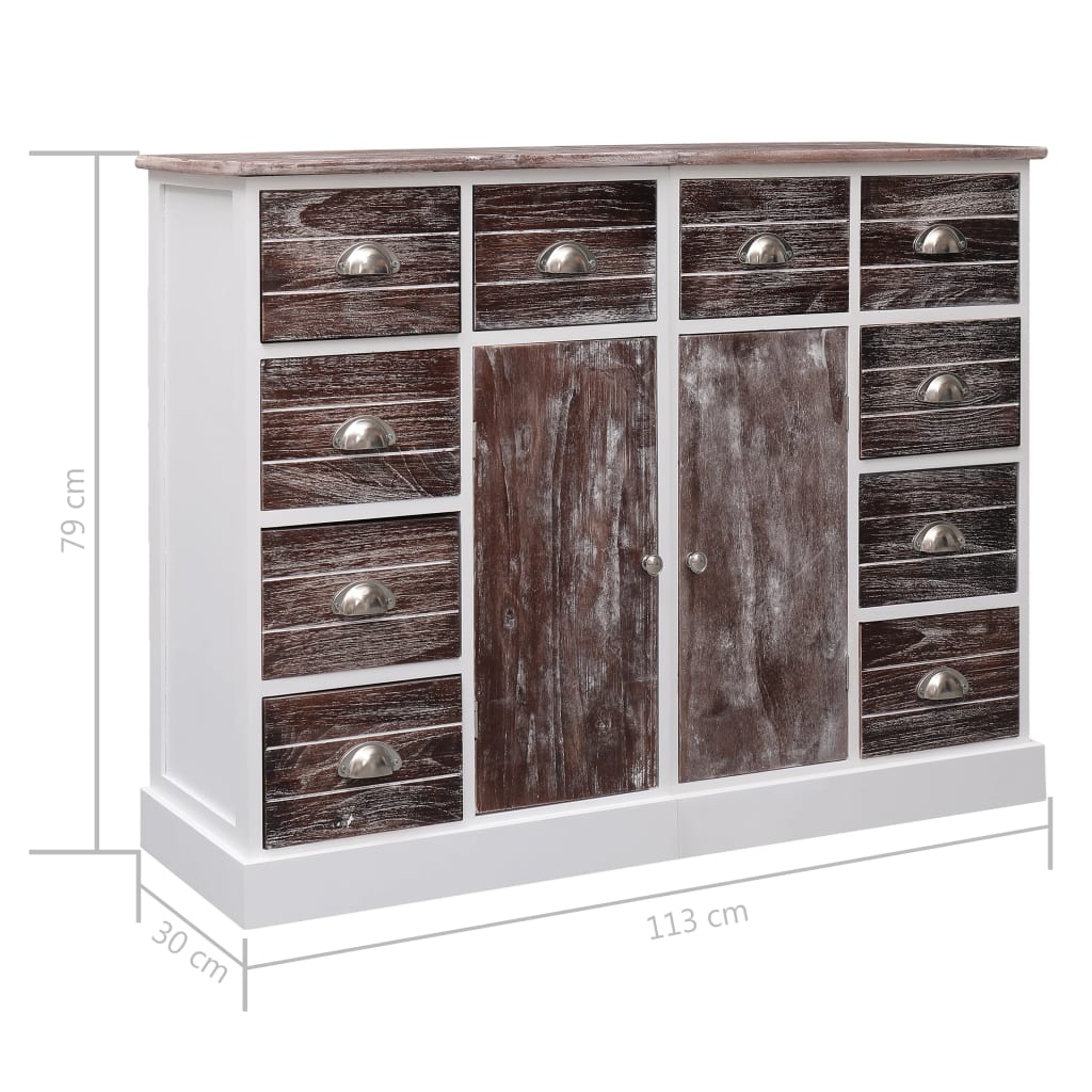 Sideboard mit 10 Schubladen Braun 113x30x79 cm Holz - Pazzar.ch