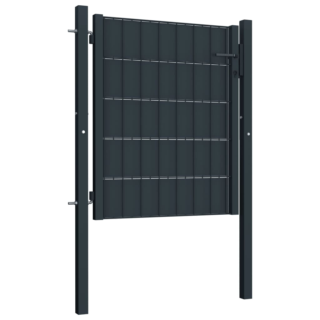 Zauntor PVC und Stahl 100x101 cm Anthrazit - Pazzar.ch