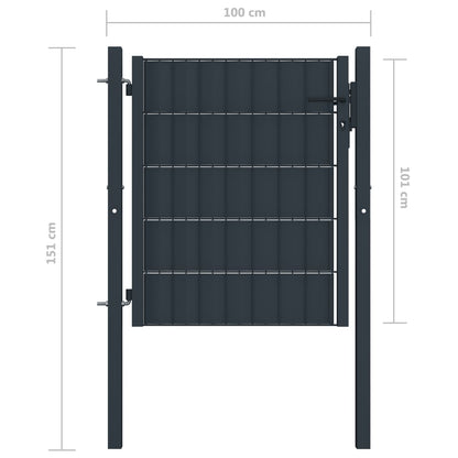 Zauntor PVC und Stahl 100x101 cm Anthrazit - Pazzar.ch