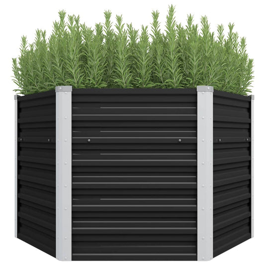 Garten-Hochbeet Anthrazit 129 x 129 x 77 cm Verzinkter Stahl - Pazzar.ch