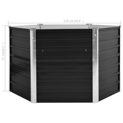 Garten-Hochbeet Anthrazit 129 x 129 x 77 cm Verzinkter Stahl - Pazzar.ch