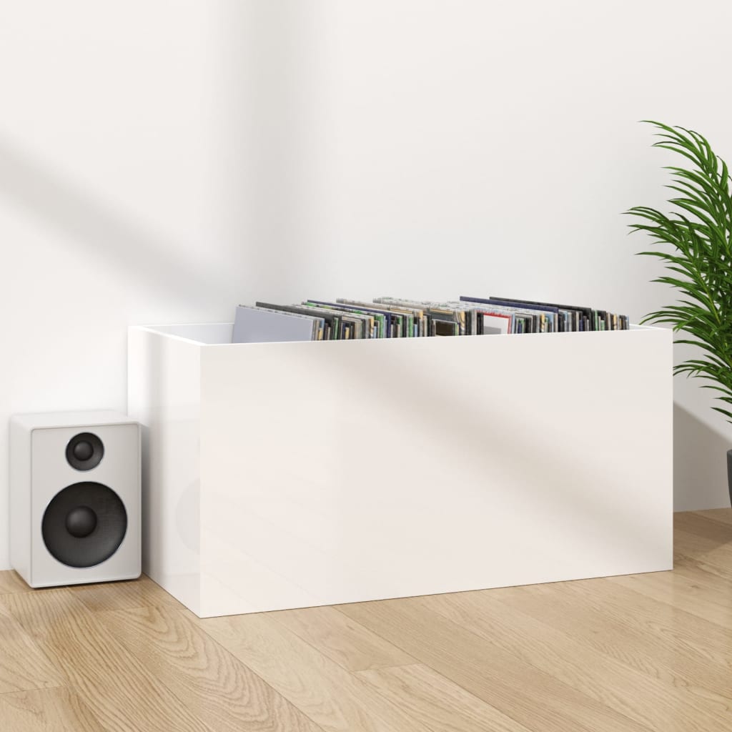 Schallplatten-Aufbewahrungsbox Hochglanz-Weiß 71x34x36 cm - Pazzar.ch