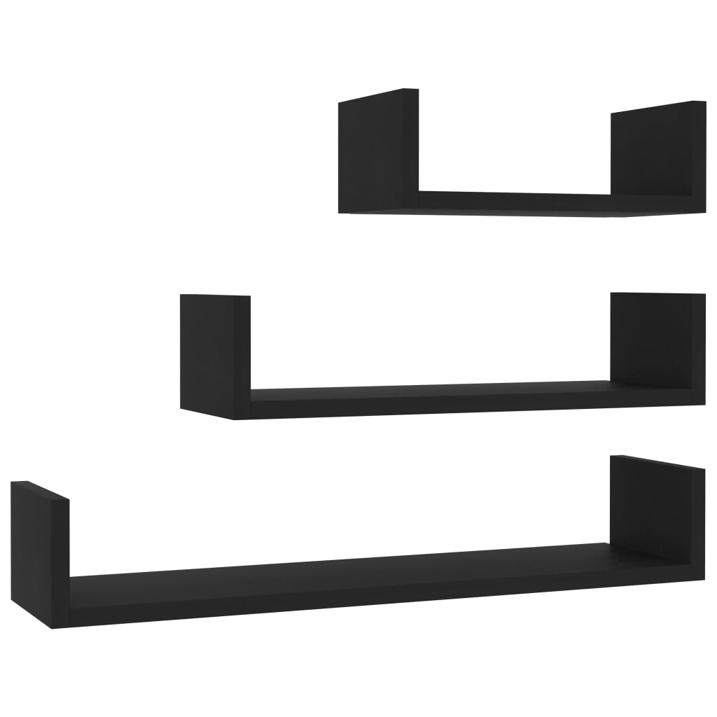 Wandregal 3 Stk. Schwarz Holzwerkstoff - Pazzar.ch