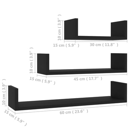 Wandregal 3 Stk. Schwarz Holzwerkstoff - Pazzar.ch