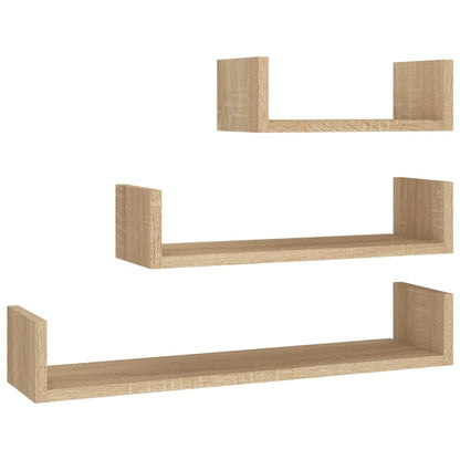 Wandregal 3 Stk. Sonoma-Eiche Holzwerkstoff - Pazzar.ch