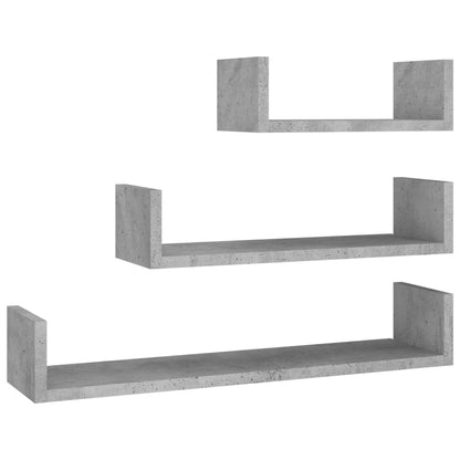 Wandregal 3 Stk. Betongrau Holzwerkstoff - Pazzar.ch