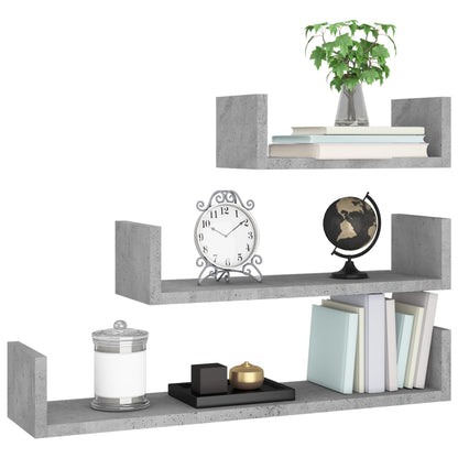 Wandregal 3 Stk. Betongrau Holzwerkstoff - Pazzar.ch