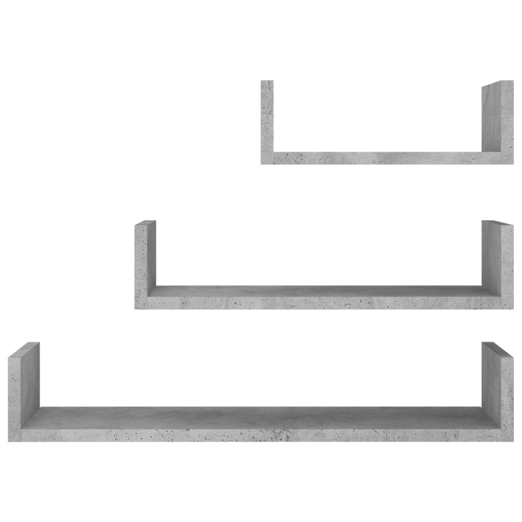 Wandregal 3 Stk. Betongrau Holzwerkstoff - Pazzar.ch