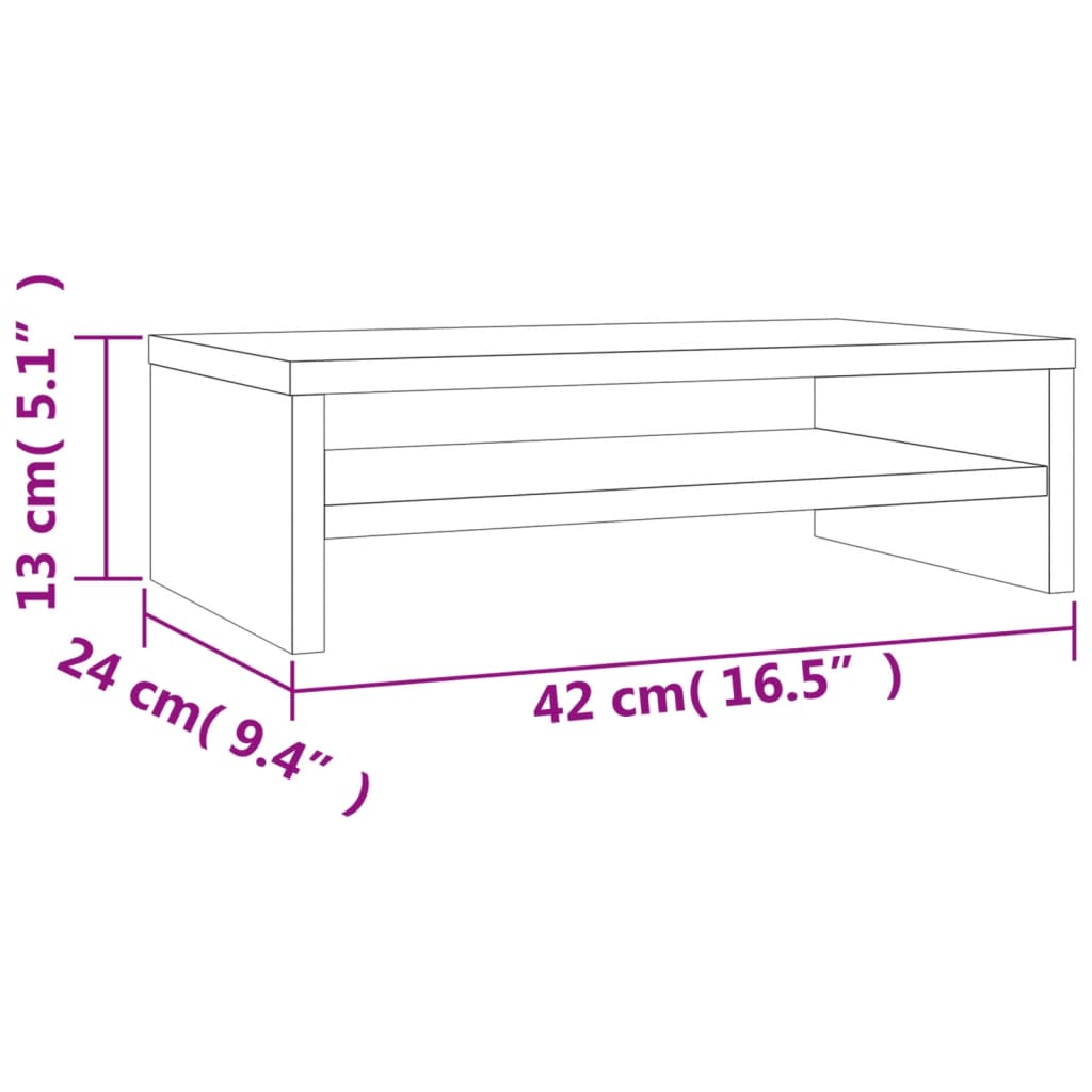 Monitorständer Betongrau 42x24x13 cm Holzwerkstoff - Pazzar.ch