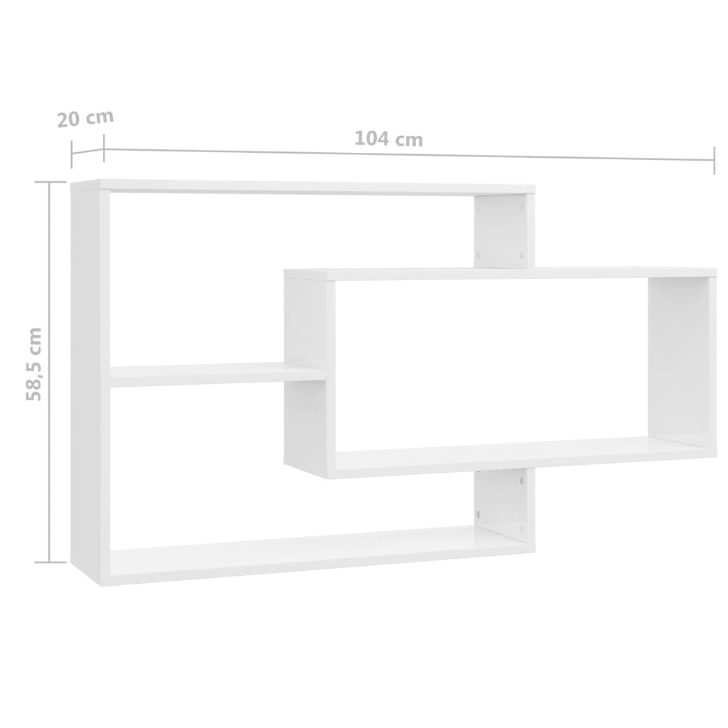 Wandregale Hochglanz-Weiß 104x20x58,5 cm Holzwerkstoff - Pazzar.ch