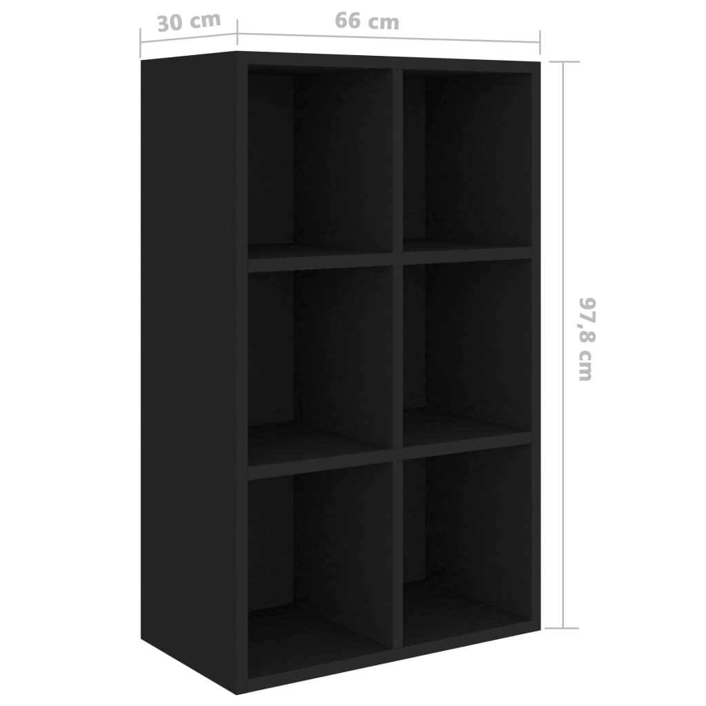 Bücherregal/Sideboard Schwarz 66x30x98 cm Holzwerkstoff