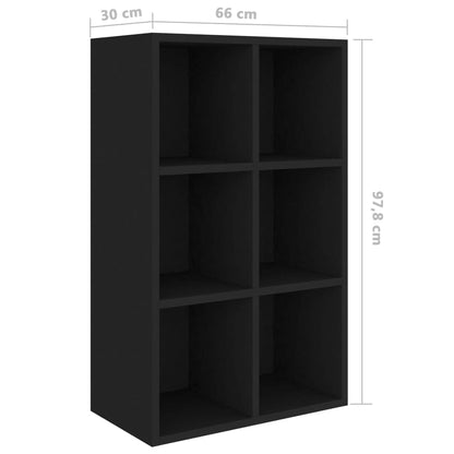 Bücherregal/Sideboard Schwarz 66x30x98 cm Holzwerkstoff - Pazzar.ch