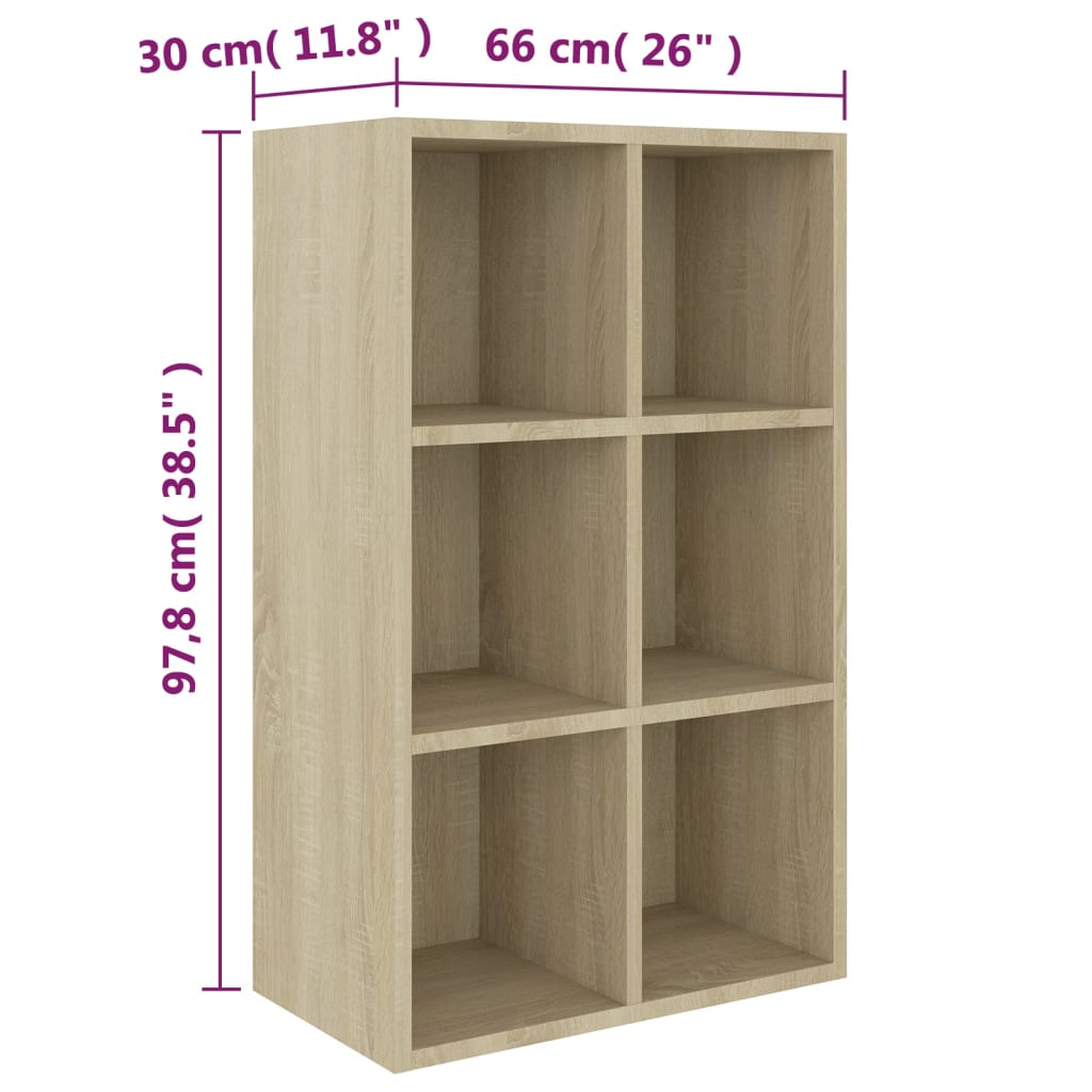 Bücherregal/Sideboard Sonoma-Eiche 66x30x98 cm Holzwerkstoff - Pazzar.ch