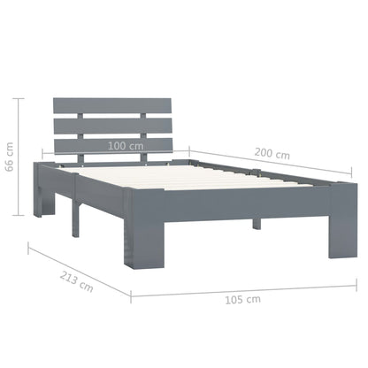 Massivholzbett Grau Kiefer 100x200 cm - Pazzar.ch