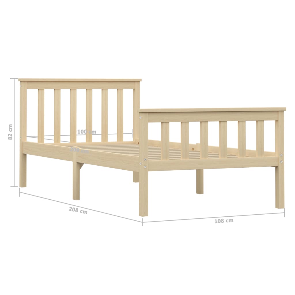 Massivholzbett Helles Holz Kiefernholz 100x200 cm - Pazzar.ch