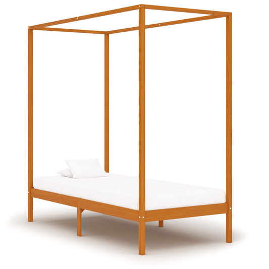 Himmelbett-Gestell Honigbraun Massivholz Kiefer 90 x 200 cm - Pazzar.ch