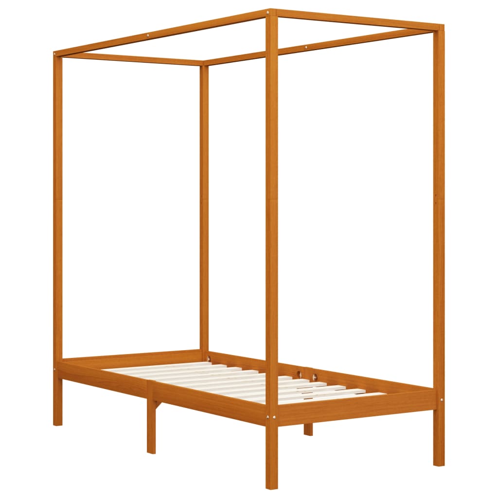 Himmelbett-Gestell Honigbraun Massivholz Kiefer 100 x 200 cm - Pazzar.ch